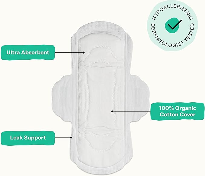 Honey Pot - Herbal Sanitary Pads for Women - Regular Flow w/Wings - Infused w/Essential Oils for Cooling Effect & Organic Cotton Cover – Medium Pack - Feminine Care - 32 ct