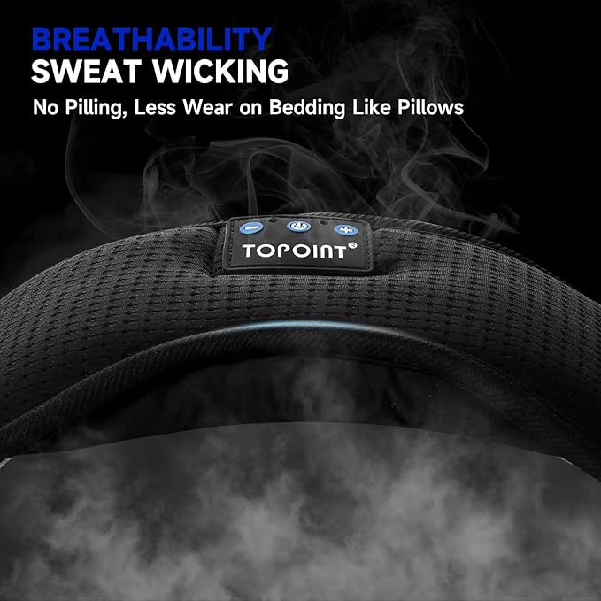 TOPOINT Sleep Mask with Bluetooth Headphones, Breathable Silk Eye Mask for Sleeping Men Women, Bluetooth Sleep Mask Blackout with Speakers, Microphone Handsfree, USB C for Travel Meditation Gifts