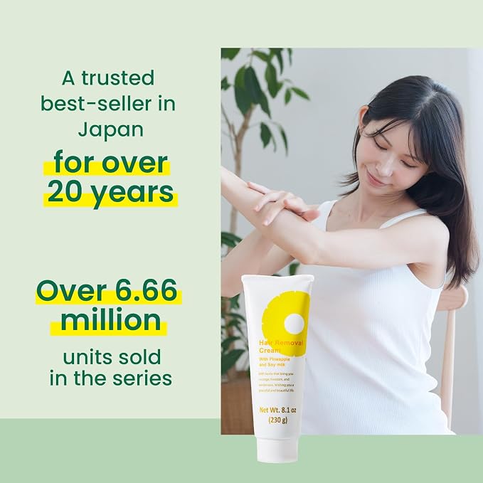 SUZUKI HERB LABORATORY Hair Removal Cream with Pineapple and Soymilk, Made in Japan (8.1 OZ / 230g) 2pcs.