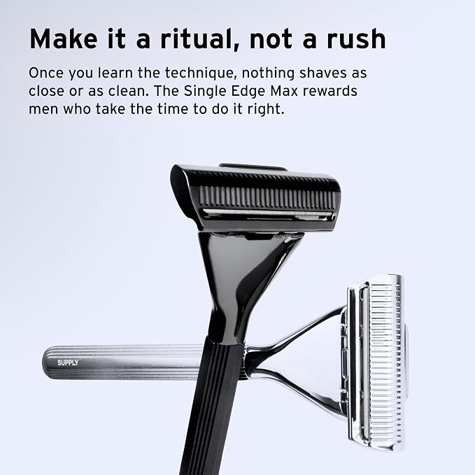 SUPPLY Single Edge Max Blade Refills for Men – Includes 8 Platinum Label Steel Replacement Blades – Crafted in Japan