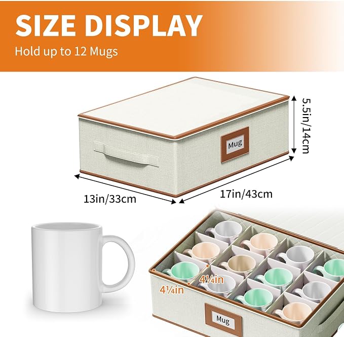 Aokeyee 8-Piece China Storage Containers Set, Hard Shell Moving Boxes for Dishes, Plates, Mugs, Wine Glass & Flatware – Dinnerware Organizer with Soft Felt Dividers, Sturdy Handles & Zippers, Ivory