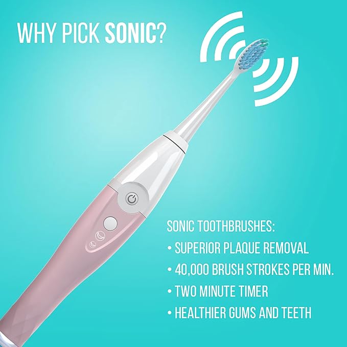 Tao Clean UV Sanitizing Sonic Toothbrush and Cleaning Station, Electric Toothbrush, Dual Speed Setting, Pink Blush