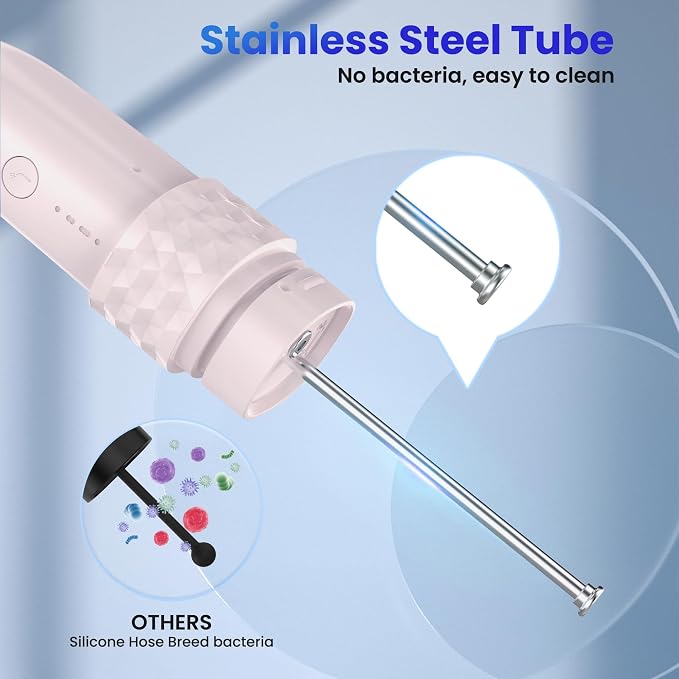 UNINGOPI Electric Toothbrush with Water flosser, 2 in 1 Teeth Cleaning Kit, Toothbrush and Water flosser Combo, Travel Toothbrush with Water Bottle(Pink)