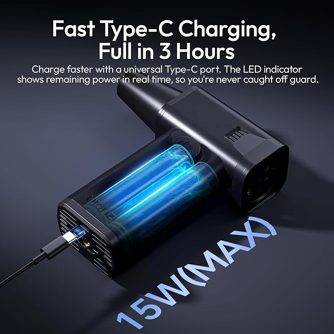 ULANZI AD02 Storm Electric Air Duster V2, 130,000 RPM Compressed Air Duster, 12.5W Fast Charge, Variable Speed, with 200-Mesh Filter & LED Light, Portable Mini Dust Blower for Camer Cleaning