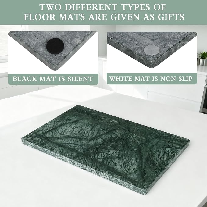 Marble Cutting Board for Kitchen 12×8 Inch green | Natural stone, 0.59" thick, non-slip feet, stay cool for dough/butter, ideal for pastry, cheese, charcuterie, pizza, bread