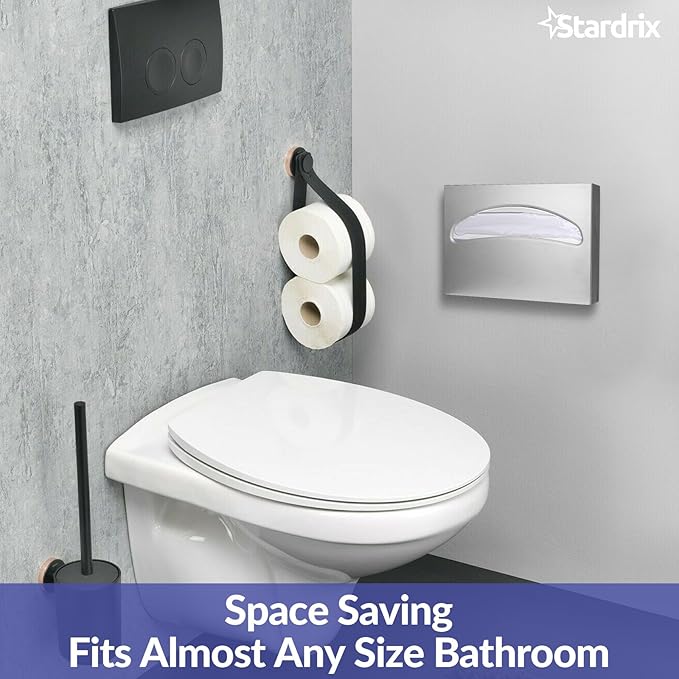 Stardrix Stainless Steel Toilet Seat Cover Dispenser, Wall Mount Single or 1/2 Fold Large Capacity Toilet Seat Covers Holder for Commercial and Residential, Brushed