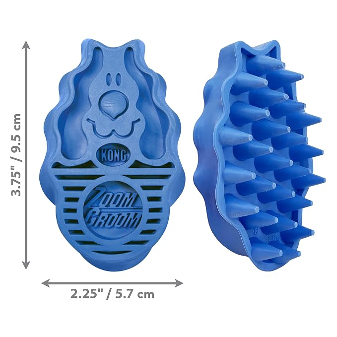 KONG - Zoom Groom Dog Brush, Groom and Massage While Removing Loose Hair and Dead Skin - Blue