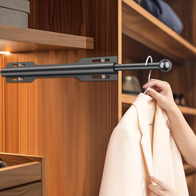 12" Valet Rod for Closet Pull Out (1 Pack, Black)