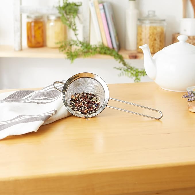 RSVP International Endurance Kitchen Collection, Stainless Steel Fine Mesh Conical Sieve/Colander, Multi-Purpose for Cooking, Baking, Loose Leaf Tea, Bar Strainer Cocktails, 4-Inch