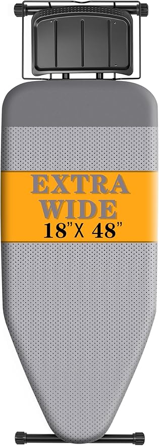 UFETGYG Classic Full Size Ironing Board,Extra Wide Size Full Metal Construction,57" X 18" with Iron Rest, Height Adjustable, Heat & Scorch Resistant Fabric, Anti-Skid Feet, Thickened Padding