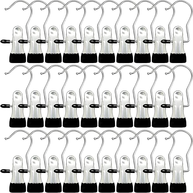 Boot Hangers for Closet, 100 Pack Hanging Clips Hook Clothes Pins for Laundry, Hanger Clips Towel Clips Boot Organizer for Home and Travel, Clothespins Clip Hangers for Pants Hats Socks Gloves