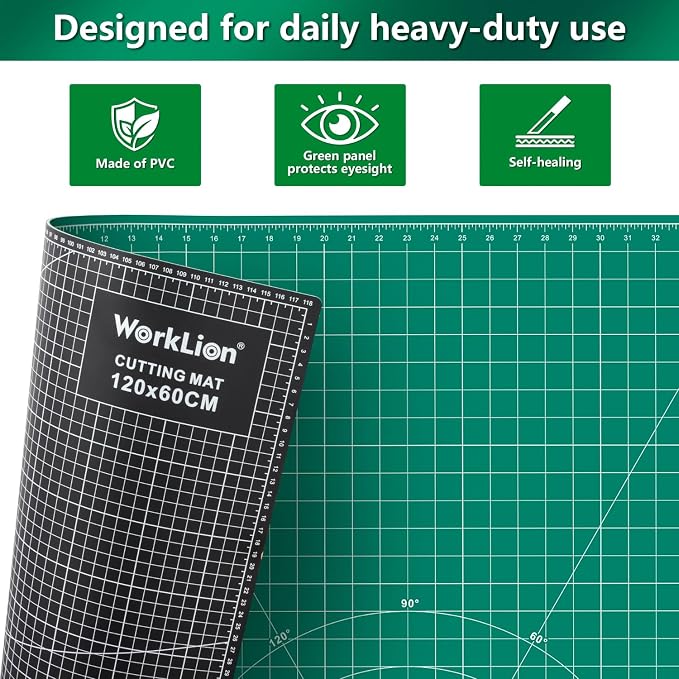 Large self healing cutting mat: 47''x23'' Double-Sided Craft Cutting Board for Table, Slip-Resistant 5-Ply Large Cutting Mat for Sewing,Fabric & Crafts (Green/Black)
