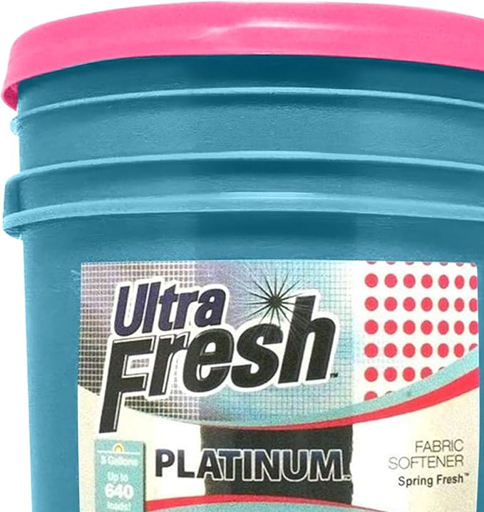 Ultra Fresh Platinum 5 Gallon Spring Fresh Scented Fabric Softener Liquid with Pump for Easy Dispensing for Up to 640 Laundry Loads (3 Pack)