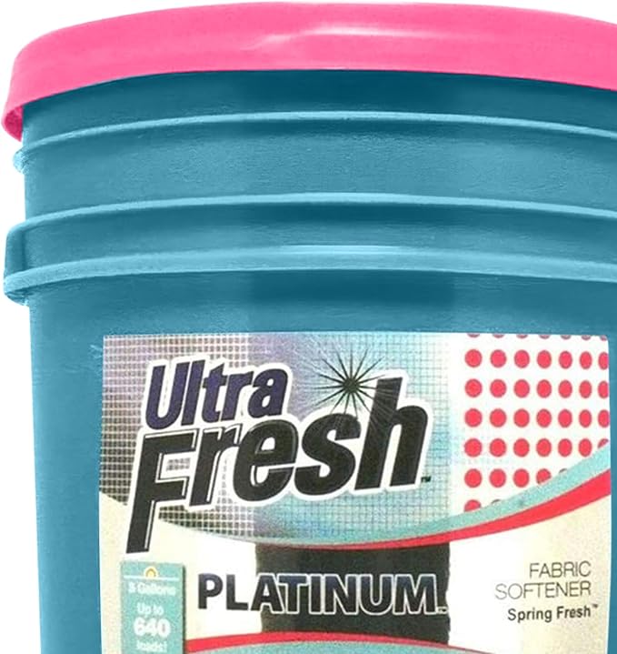 Ultra Fresh Platinum 5 Gallon Spring Fresh Scented Fabric Softener Liquid with Pump for Easy Dispensing for Up to 640 Laundry Loads (2 Pack)