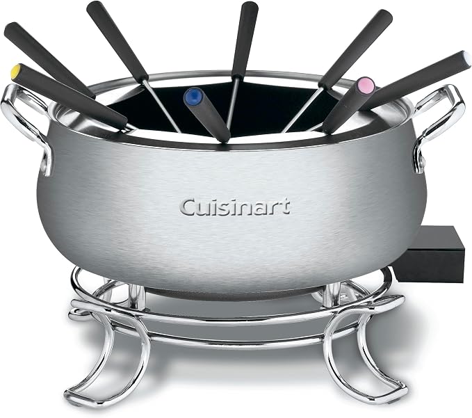 Cuisinart Electric Fondue Set, Nonstick Interior, 3-Quart Pot & 8 Forks | Electric fondue pot with 8 forks, heat control & dishwasher-safe interior for chocolate, cheese, broth & oil, CFO-3SSP1