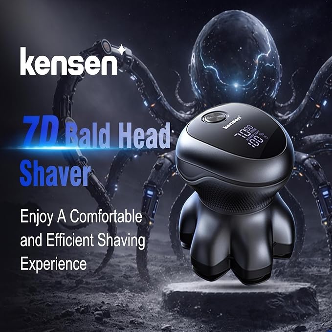 kensen PRO 7D Head Shavers for Bald Men - 2026 New Dual Speed Electric Shaver, Bald Head Shaver with Magnetic Shaver Head IPX6 Waterproof Wet/Dry Use Shaving Balding Clipper Cordless Head Razor Gray