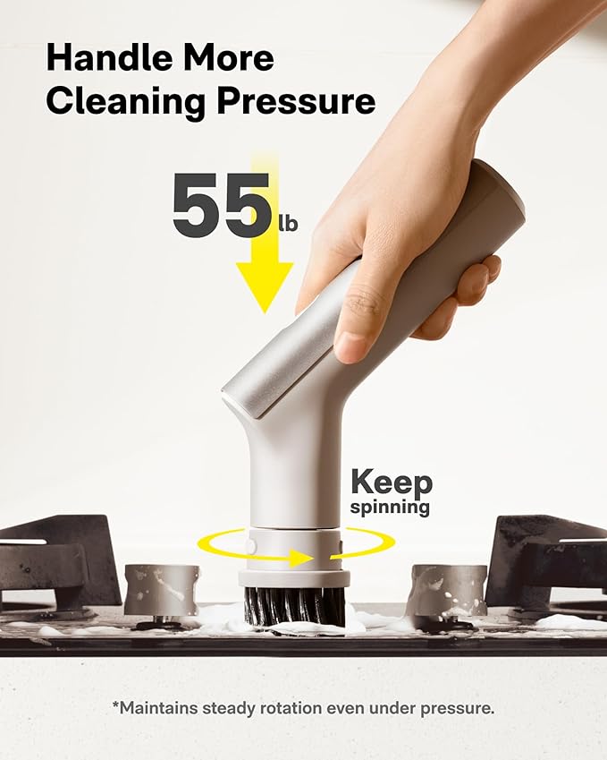HOTO Handheld Short-Handle Electric Cordless Spin Scrubber, 9 Brush Heads | IPX7 Waterproof Cordless Scrubber Brush, Bathroom Cleaning Brush, Max 22 in-lb, for Bathroom, Shower, Kitchen, Sink, Tile