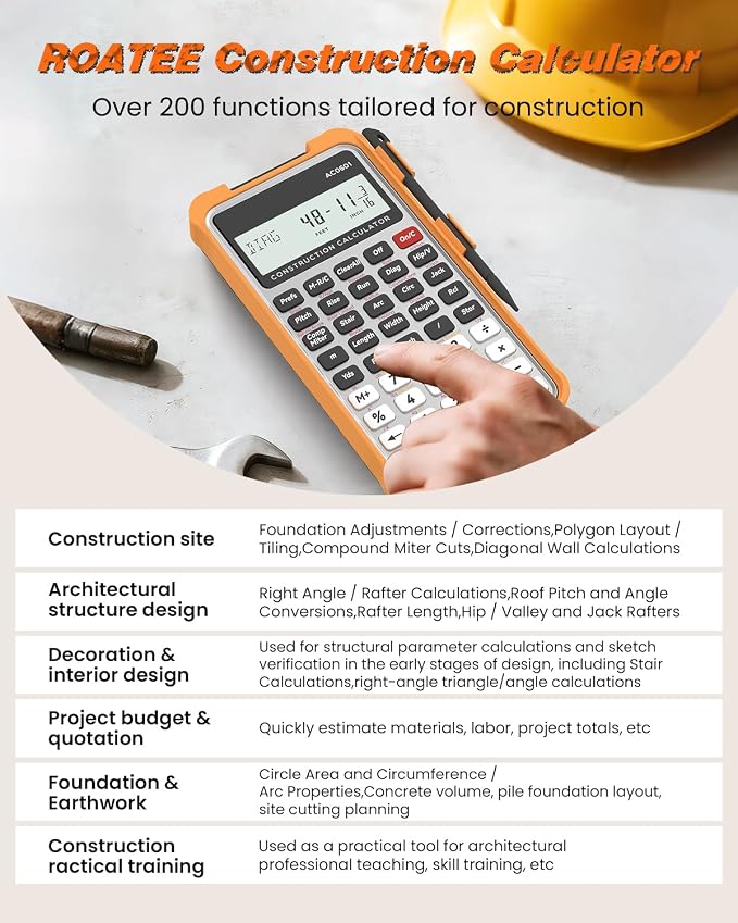 ROATEE Construction Calculator with Pad Silver Industrial & Scientific Engineering Calculator for Contractor