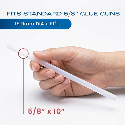 ASA Industrial Hot Glue Sticks 5/8" x 10" Clear High Temp – Stronger Hold, Low Stringing – Full Size Glue Gun Refills for Wood, Plastic, Fabric & Packaging - 10 lb (113 Count) | High-temp clear adhesive with strong hold & low stringing. For wood, plast...