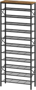 YATINEY 12 Tier Shoe Rack, Large Capacity Shoe Storage Organizer Holds 48 Pairs, Sturdy and Stable, for Entryway, Hallway, Closet, Dorm Room, Rustic Brown SS12BR