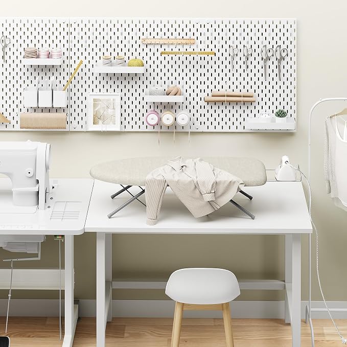 KINGBOARD Tabletop Ironing Board, Small Ironing Boards with Iron Rest, Folding Iron Board, Extra Thick Cover, Portable Tabletop Ironing Board with Non-Slip Feet, 30x12 Beige