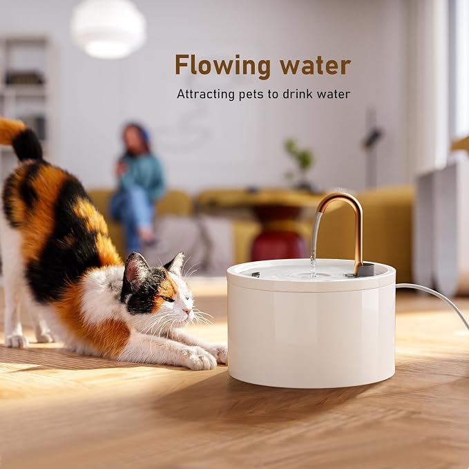 DOOOB Ceramic Cat Water Fountain, 2.1L/71oz Ceramic Cat Fountain, Automatic Ceramic Water Fountain for Cats, Pet Water Fountain with Ultra-Quiet Pump and 3 Filters & 3 Sponges (White) | Automatic Ceramic Water Fountain for Cats, Pet Water Fountain with...