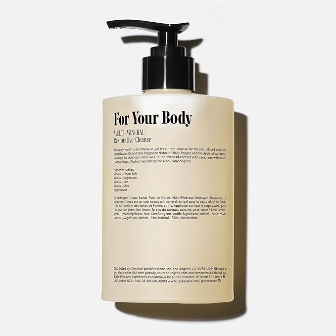 Nécessaire The Body Wash Santal. Multi-Oil Shower Gel Body Wash for Women + Men. Non-Comedogenic + Hypoallergenic for Sensitive Skin with Niacinamide. 500ml/16.9 fl oz