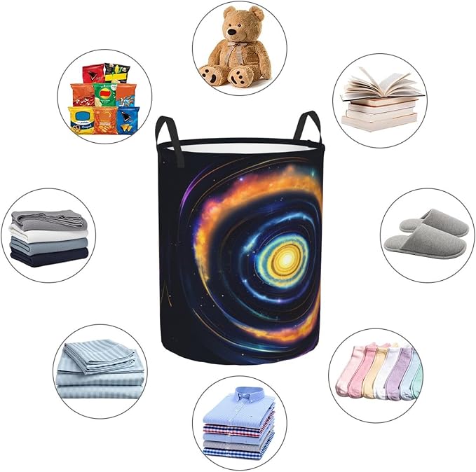 Space Spiral Cosmic Energy Large Foldable Laundry Basket Hamper,Storage Basket Bin With Handles,For Bathroom,College