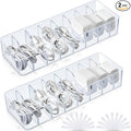 Tatuo 2 Pcs Cable Organizer with 20 Wire Ties, Plastic Cord Storage Charger Box Electronics Organizer with Adjustment Compartments Cable Storage for Drawer Home Office Desk Accessories (Clear)