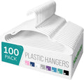 NEATERIZE Clothes Hangers Plastic 100 Pack for Adults - Plastic Hangers, The Perfect Coat Hanger and Space Saving Clothes Hangers for Closet - White Hangers