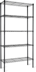 Amazon Basics 5-Shelf Adjustable Heavy Duty Steel Wire Storage Shelves for Garage, Kitchen, Easy Assembly, 36" x 14" x 72", Black