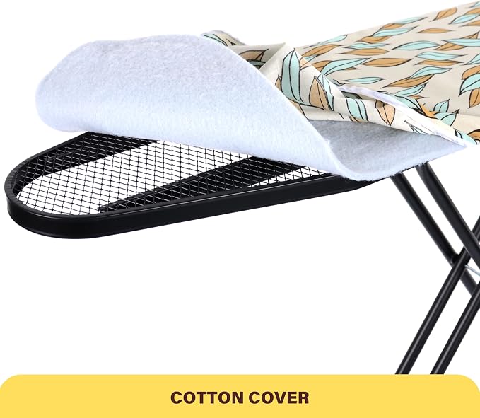 veiox Ironing Board 43x13, Heat Resistant Cover, Heavy Sturdy Legs | 7 heights 28-35"·Rock-solid metal frame·Stain-resistant padded cover·Wall hook for easy storage · Handles all garment sizes