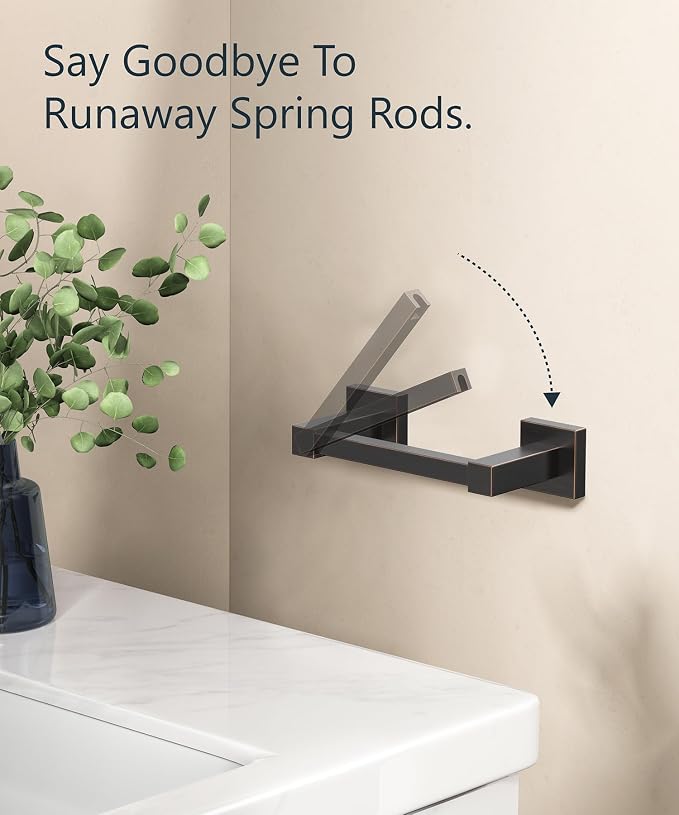 FORIOUS Toilet Paper Holder Wall Mount, Stainless Steel Rustproof Double Post Pivoting Tissue Roll Holder for Bathroom, Commercial Toilet Paper Dispenser (Oil Rubbed Bronze, Square)