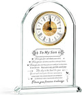 to My Son Gift from Mom or Dad, Birthday Graduation Christmas for Son Adult Present, Laser Engraving Glass Clock Gift (Battery not Included) (Son Gifts)