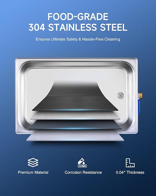 CREWORKS 22L Digital Ultrasonic Cleaning Machine with Heater and Timer, 480W Stainless Steel Ultrasonic Cleaner Machine, 5.8 gal Ultrasonic Parts Cleaner for Retainer Glasses Auto Tool Machine Part