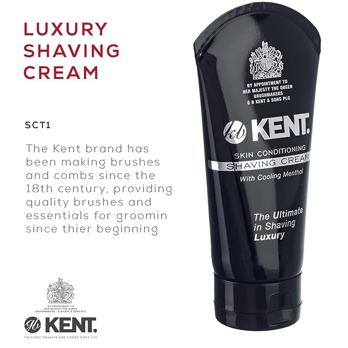 Kent SCT1 Shaving Cream Tube for Smooth Cooling Menthol Shave Cream, No More Nicks, Cuts or Razor Burn, Perfect Size for Travel or Home, Great for Sensitive Skin and all Skin Types