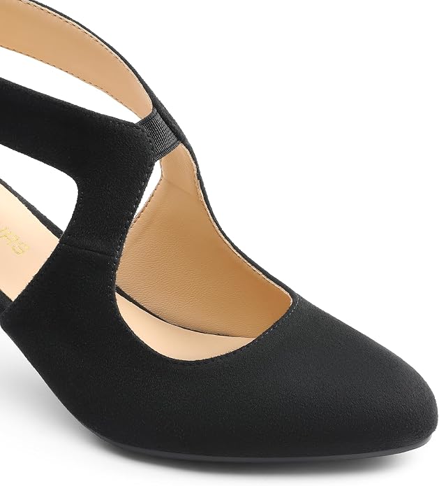 DREAM PAIRS Women's Pumps Closed Pointed Toe Kitten Heels | Elegant Party Dress Shoes with Chic Crisscross Cutouts, 2.76 Inch Heel, and Back Zip for Polished, All-day Secure Strides