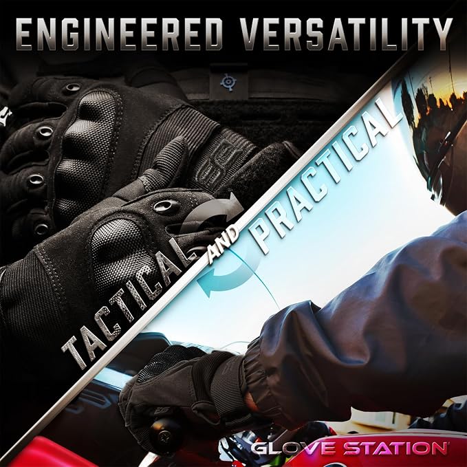 Glove Station Hard Knuckle Utility Gloves, Touchscreen Compatible | TPR Impact Shield, Touchscreen Compatible - Motorcycle, Outdoor & Utility Use