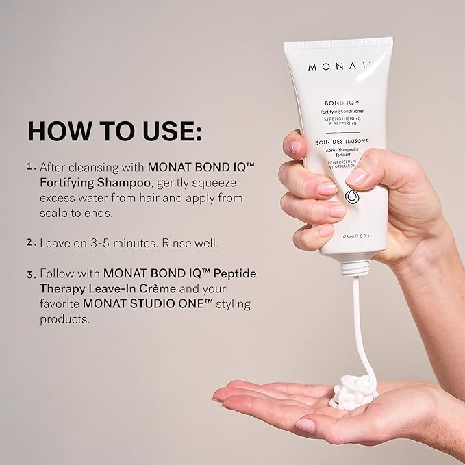 MONAT BOND IQ™ Fortifying Conditioner – Strengthening & Repairing Formula for Softer, Smoother Hair - Restores Resilience, Reduces Breakage, Boosts Shine & Manageability – 178 ml / 6 fl oz