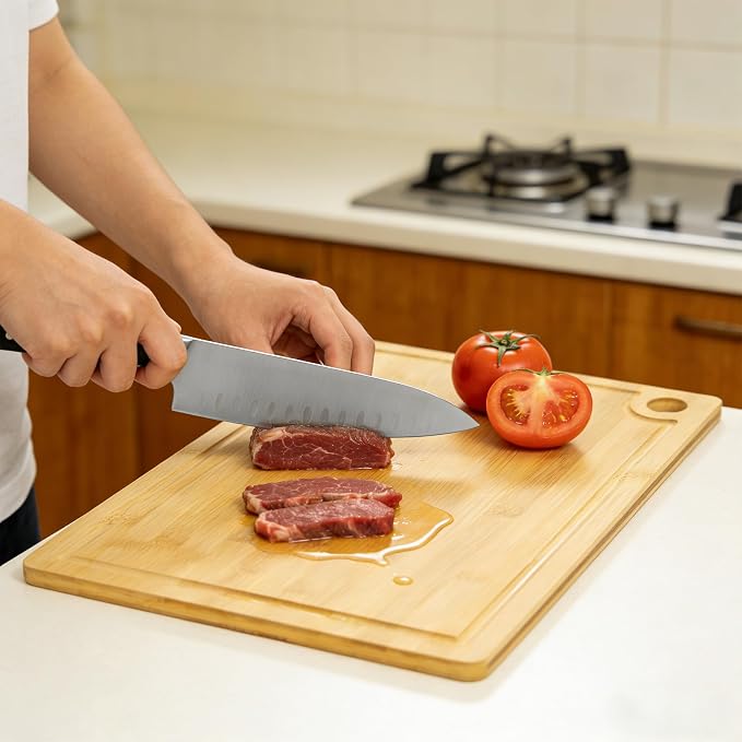 Utoplike Bamboo Cutting Board 16 x 12 in, Chopping Boards with Juice Groove | for Meat, Vegetables, Fruits, for Kitchen Countertop, 0.55"Th