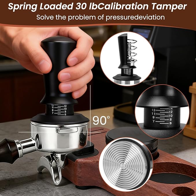 9-in-1 Espresso Tool Set: 58mm Tamper, WDT Tool, Distributor, Magnetic Funnel, Puck Screen, Brush, Cleaning Cloth, Latte Art Needle & Wooden Stand for Breville De'Longhi