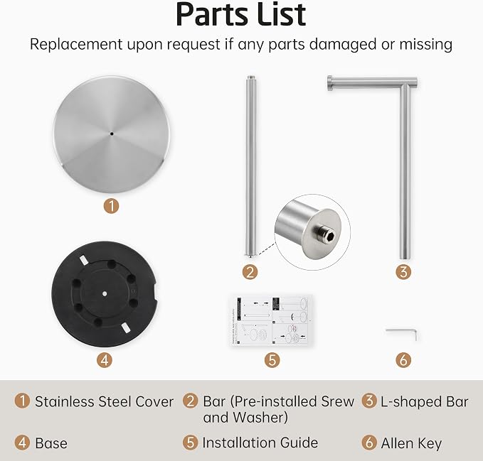 KES Toilet Paper Holder Stand 26" H (Taller Version), Free Standing Toilet Paper Roll Holder with Weighted Base for Bathroom, Rustproof SUS304 Stainless Steel Brushed Finish, BPH283S66-2