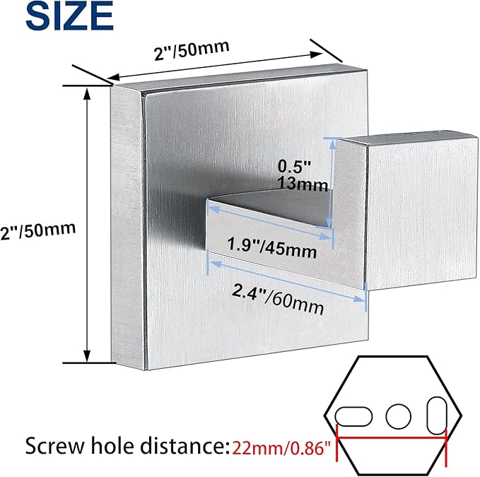 Towel Hooks for Bathrooms, Brushed Nickel Towel Hook for Kitchen Bathroom, SUS304 Stainless Steel Coat Hook, Heavy Duty Towels Holder Hooks for Hanging Towels,Coats,sponges,Clothes,Wall Mount, 1 Pack