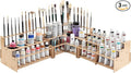 HG Art Concepts Mezzo Artist Brush and paint Tube Organizer Rack Set 3 Pieces - Wood Grain Laminate Multi-Layer Storage Display Stand for paintbrushes, Oil & Acrylic paints
