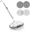 Cordless Electric Mop, WS24 Cordless Spin Mop for Floor Cleaning, Lightweight & Rechargeable Floor Cleaner with Water Sprayer and LED Headlight for Hardwood and Tile Floors, White