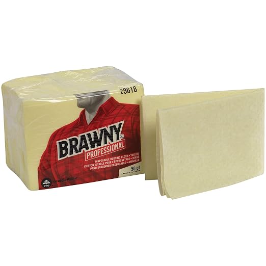 Georgia-Pacific Brawny Yellow 1/8 Fold Disposable Dusting Cloth by GP PRO, 24" Length x 17" Width, 29616 (Case of 4 Packs, 50 Cloths per Pack)