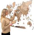 ENJOY THE WOOD 3D Wood World Map Wall Art Large Wall Décor - World Travel Map - Any Occasion Gift Idea - Wall Art for Home & Kitchen or Office (Small, Terra)