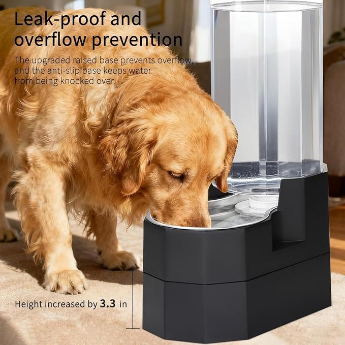 RIZZARI 9L Gravity Dog Water Dispenser: Elevated Filtered Station | Large Dogs & Seniors / Multi Layer Filtration / 304 Stainless Steel Bowl / Spill Resistant Base / Dishwasher Safe