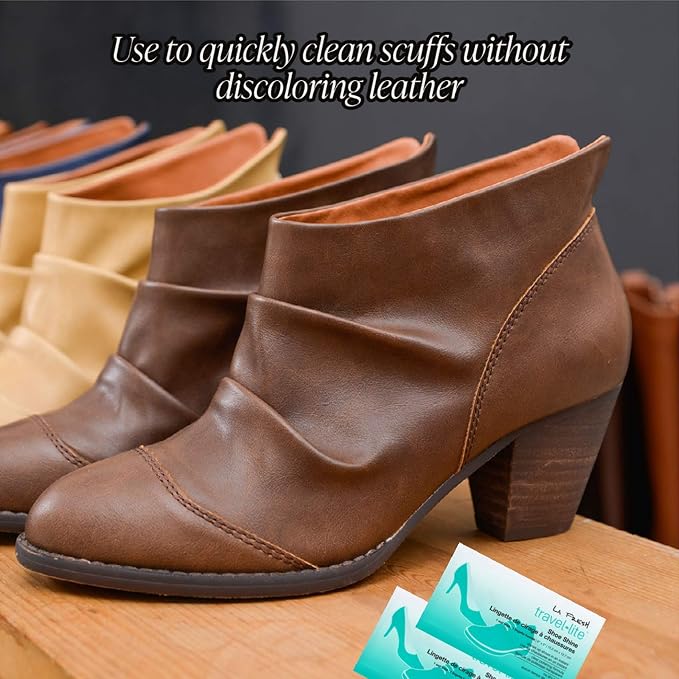 LA Fresh Travel Lite Pre-Moistened Shoe Shine Wipes Case of 200 Individually Wrapped Streak-Free Cleaning Wipes Perfect for Use On Leather and Convenient Size for On The Go