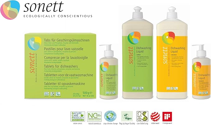 Sonett Organic Dishwashing Liquid, All Purpose Cleaner For Sensitive Skin (17 Fl.Oz (1 Count)) Certified Organically Grown